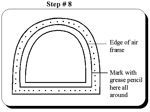 This shows where to mark the windshield with a grease pen