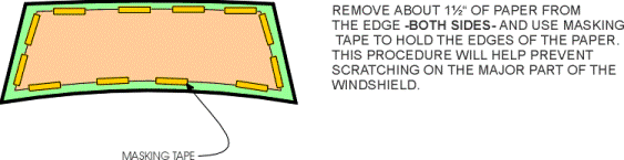 This shows how to protect the windshield for installation